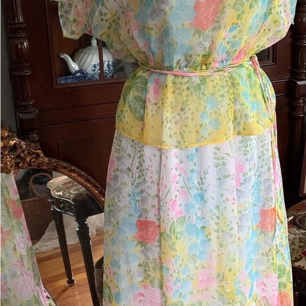 Vintage Floral Chiffon Dress